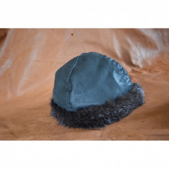 Dark Birka-style hat, opussum fur